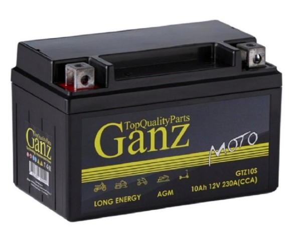 Аккумулятор GANZ AGM мото 10 A/ч прямая 150x86x93 CCA230 A GTZ10S [GN1210]