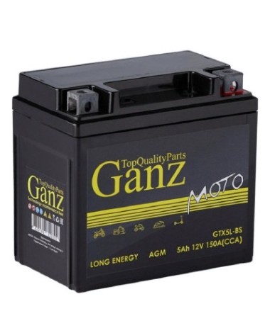 Аккумулятор GANZ AGM мото 5 A/ч обратная 114x69x109 CCA150 A GTX5l-BS [GN1205]