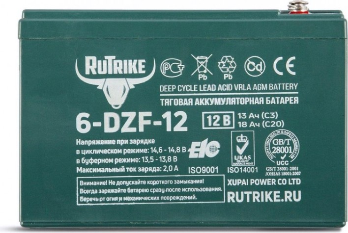 Аккумулятор RUTRIKE 12V 13A/H C3 тяговый 6-DZF-12 [022833]