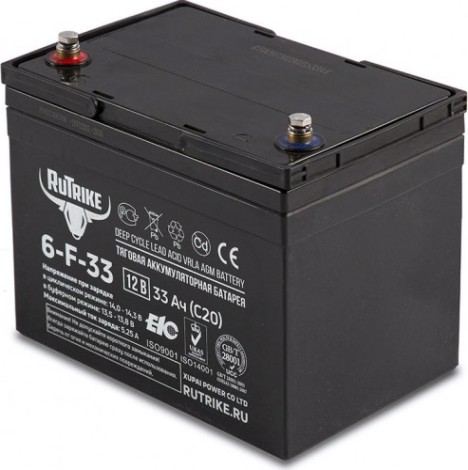 Аккумулятор RUTRIKE 12V 33A/H C20 тяговый 6-F-33 [023281]