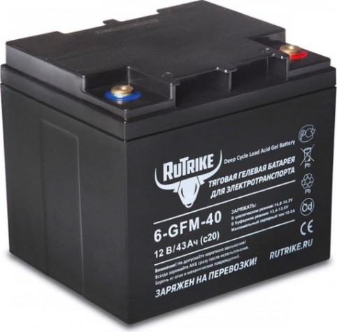 Аккумулятор RUTRIKE 12V 43A/H C20 тяговый 6-GFM-40 [023278]