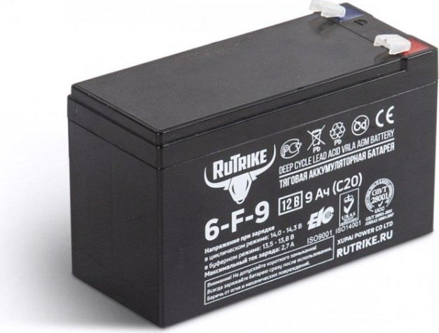 Аккумулятор RUTRIKE 12V 9A/H C20 тяговый 6-F-9 [023273]