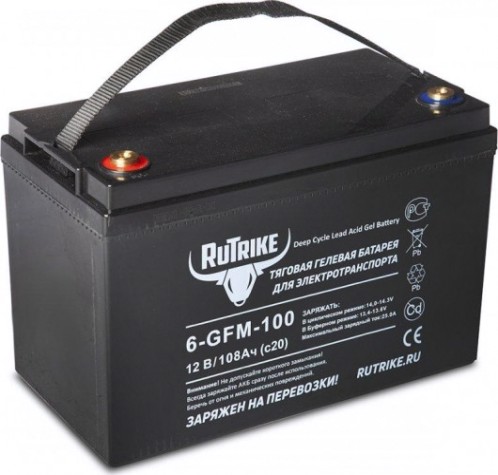 Аккумулятор RUTRIKE 12V108A/H C20 тяговый 6-GFM-100 [023280]