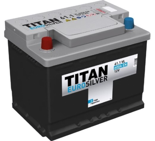 Аккумулятор Titan EUROSILVER 61.1 VL 600А [4607008881387]