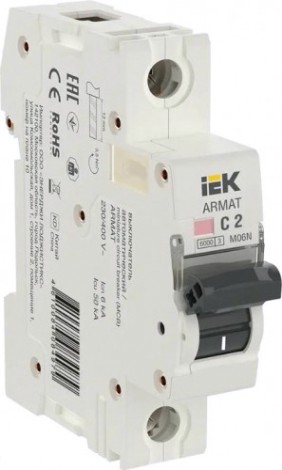 Автоматический выключатель IEK M06N ARMAT модульный 1п c 2А [AR-M06N-1-C002]