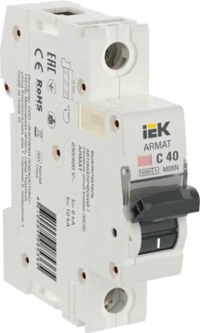 Автоматический выключатель IEK M06N ARMAT модульный 1п c 40А [AR-M06N-1-C040]