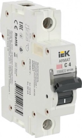 Автоматический выключатель IEK M10N ARMAT модульный 1п c 4А [AR-M10N-1-C004]