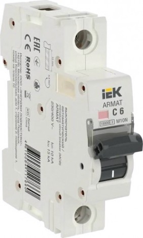 Автоматический выключатель IEK M10N ARMAT модульный 1п c 6А [AR-M10N-1-C006]
