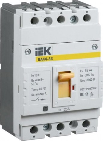 Автоматический выключатель IEK ВА44 33 3п 125А 15кА [SVA4410-3-0125]