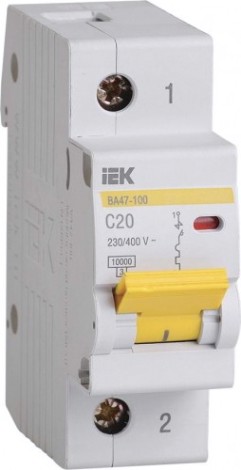 Автоматический выключатель IEK ВА47-100 модульный 1п c 20А 10кА [MVA40-1-020-C]