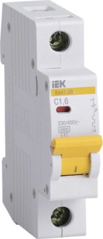 Автоматический выключатель IEK ВА47-29 1Р 1,6А 4,5кА С [MVA20-1-D16-C]