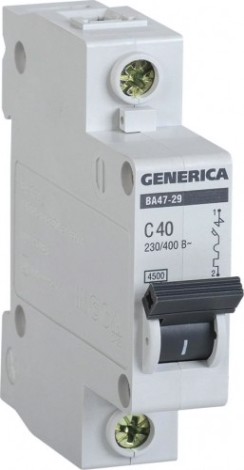 Автоматический выключатель IEK ВА47-29 GENERICA модульный 1п c 40А [MVA25-1-040-C]