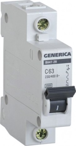 Автоматический выключатель IEK ВА47-29 GENERICA модульный 1п c 63А [MVA25-1-063-C]
