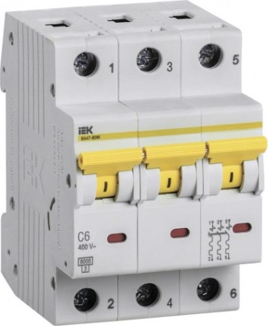 Автоматический выключатель IEK ВА47-60M модульный 3п c 6А 6кА [MVA31-3-006-C]