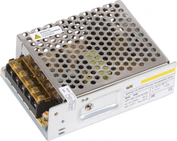 Блок питания IEK ИПСН-PRO 60Вт 12В IP20 блок-клеммы [LSP1-060-12-20-33-PRO]