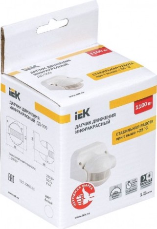 Датчик движения IEK ДД 009 180° IP44 белый [LDD10-009-1100-001]