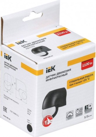 Датчик движения IEK ДД 010 180° IP44 черный [LDD10-010-1100-002]