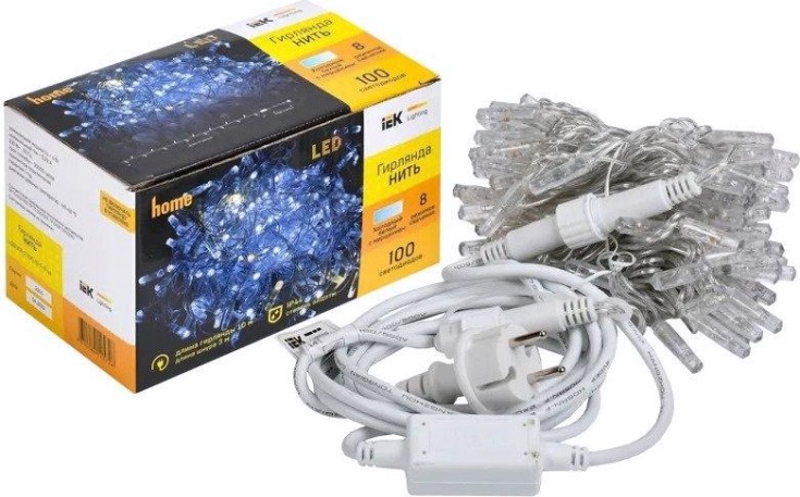 Гирлянда IEK LIGHTING нить 10м 100 светод. белый свет IP44, мерцание [LGDU121-2-100-10-T-S-44]