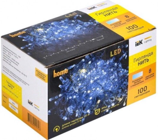 Гирлянда IEK LIGHTING нить 10м 100 светод. белый свет IP44, мерцание [LGDU121-2-100-10-T-S-44]
