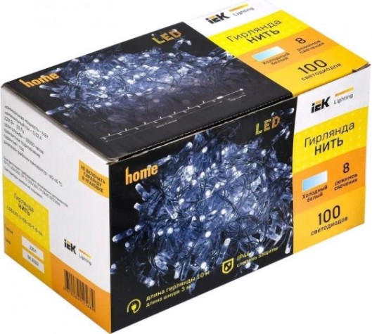 Гирлянда IEK LIGHTING нить 10м 100 светодиод. белый свет IP44, контрол/8 сцен [LGDU111-2-100-10-T-S-44]