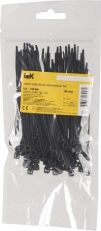Хомут пластиковый IEK 3.6х100 нейлон черн. (уп. 100шт) [UHH32-D036-100-100]