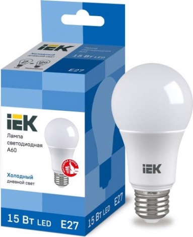 Лампа светодиодная IEK A60 15Вт 6500К Е27 Шар [LLE-A60-15-230-65-E27]