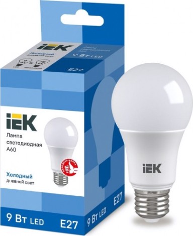 Лампа светодиодная IEK A60 9Вт 6500К Е27 Шар [LLE-A60-9-230-65-E27]