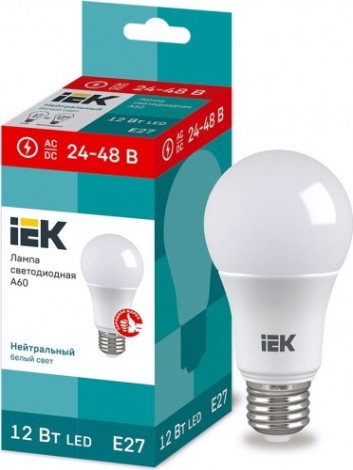 Лампа светодиодная IEK A61 шар 12вт 4000к Е28 [LLE-A60-12-24-48-40-E27]