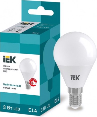 Лампа светодиодная IEK G45 3Вт 4000К Е14 Шар [LLE-G45-3-230-40-E14]