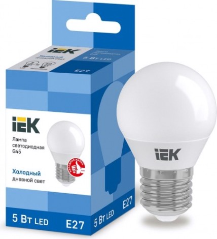 Лампа светодиодная IEK G45 5Вт 6500К Е27 Шар [LLE-G45-5-230-65-E27]