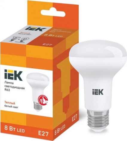 Лампа светодиодная IEK R63 8Вт 3000К Е27 рефлектор [LLE-R63-8-230-30-E27]