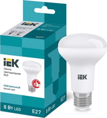 Лампа светодиодная IEK R63 8Вт 4000К Е27 рефлектор [LLE-R63-8-230-40-E27]
