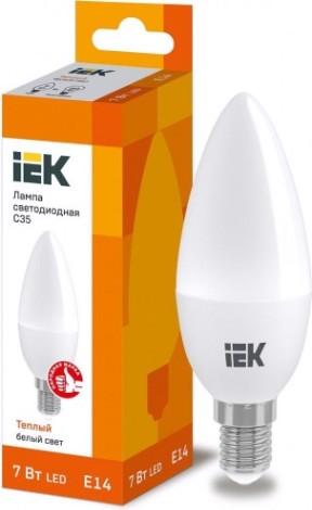 Лампа светодиодная IEK С35 7Вт 3000К Е14 Свеча [LLE-C35-7-230-30-E14]