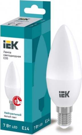 Лампа светодиодная IEK С35 7Вт 4000К E14 Свеча [LLE-C35-7-230-40-E14]