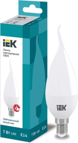Лампа светодиодная IEK С35 7Вт 4000К E14 Свеча на ветру [LLE-CB35-7-230-40-E14]