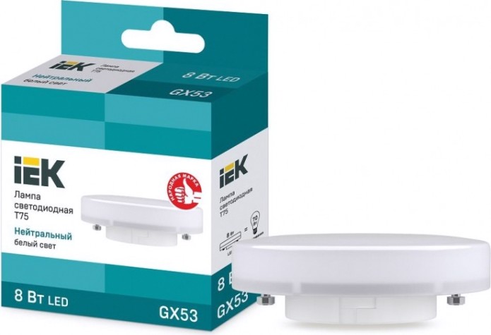 Лампа светодиодная IEK T75 8Вт 4000К GX53 таблетка [LLE-T80-8-230-40-GX53]