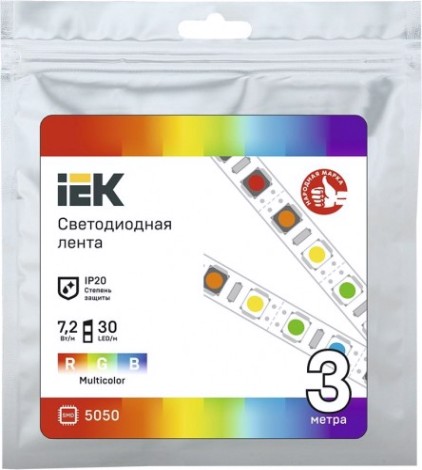 Лента светодиодная IEK LSR-5050RGB30 7,2w 12В IP20 (3 м) [LSR2-3-030-20-3-03]