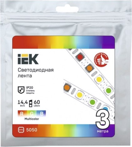 Лента светодиодная IEK LSR-5050RGB60 14,4w 12В IP20 (3 м) [LSR2-3-060-20-3-03]