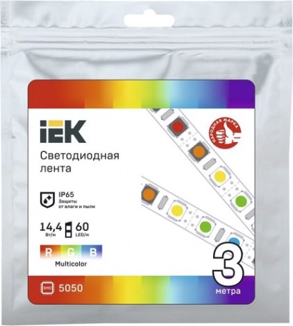 Лента светодиодная IEK LSR-5050RGB60 14,4w 12В IP65 (3 м) [LSR2-3-060-65-3-03]