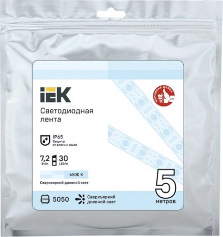 Лента светодиодная IEK LSR-5050W30 7,2w 12В IP65 (5 м) [LSR2-2-030-65-3-05]