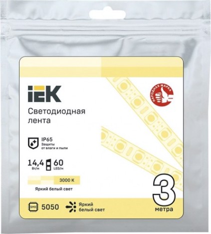 Лента светодиодная IEK LSR-5050WW60 14.4w 12В IP65 (3 м) [LSR2-1-060-65-3-03]