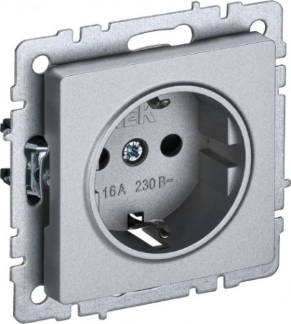 Розетка IEK BRITE РС11-1-0 16а без защ. шторки алюм. [BR-R11-16-K47]