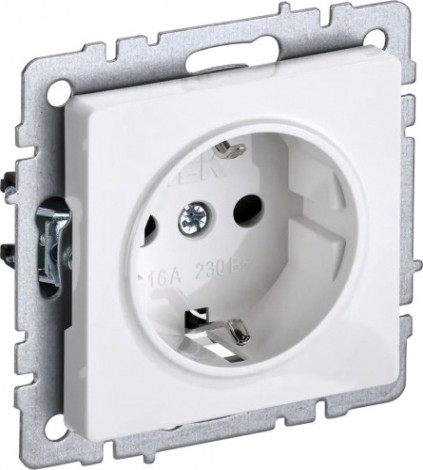 Розетка IEK BRITE РС11-1-0 16а без защ. шторки бел. [BR-R11-16-K01]