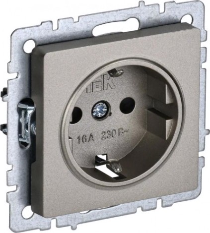 Розетка IEK BRITE РС11-1-0 16а без защ. шторки шампань [BR-R11-16-K37]