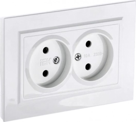 Розетка IEK BRITE РС12-2 10а 2-м без защ. шторок [BR-R20-10-K01-F]