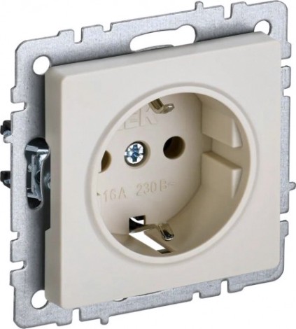 Розетка IEK BRITE РС14-1-0 16а защ. шторки беж. [BR-R14-16-K10]