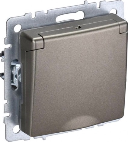 Розетка IEK BRITE РСбш10-3 16а защ. шторки с крышкой шампань [BR-R16-16-K37]