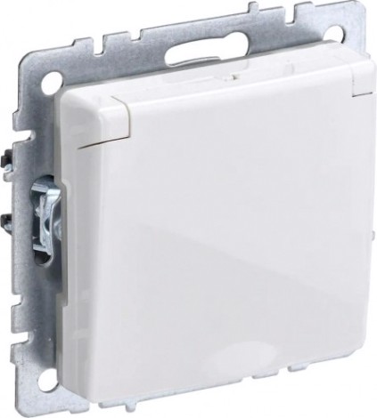Розетка IEK BRITE РСбш10-3-44 16А защ. шторки с крышкой бел. [BR-R16-16-44-K01]