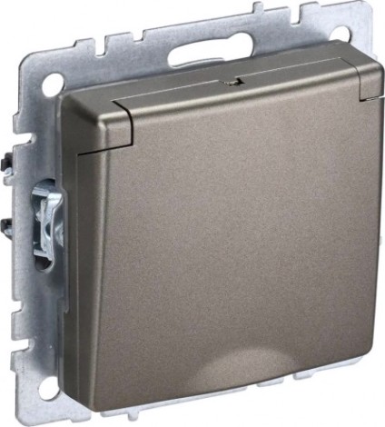 Розетка IEK BRITE РСбш10-3-44 16а защ. шторки с крышкой шампань [BR-R16-16-44-K37]