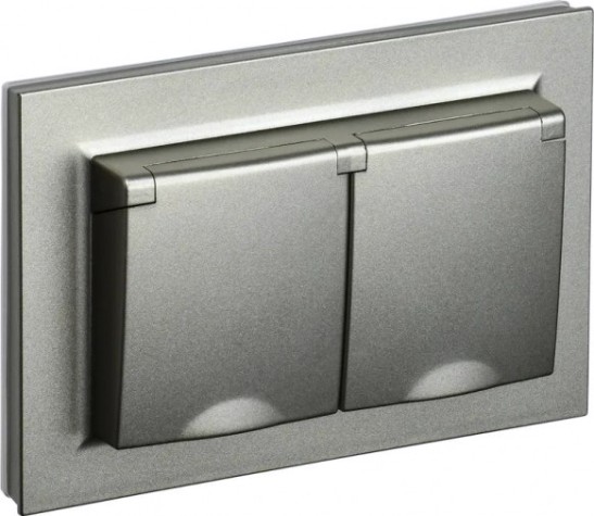 Розетка IEK BRITE РСбш12-3-44 16а 2-м ip44 с крышкой шампань [BR-R26-16-44-K37-F]